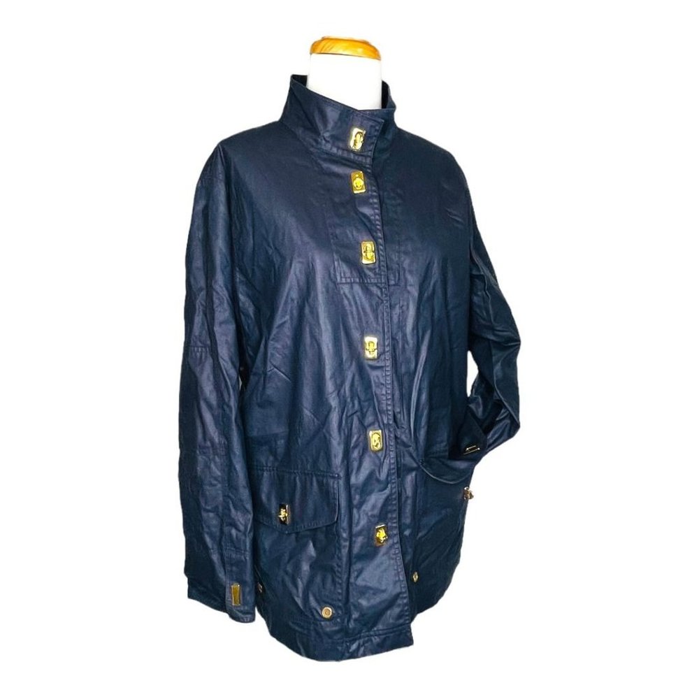 RALPH LAUREN Dry Goods Women's PS Blue Raincoat Sailing Nautical Rain Jacket - Picture 2 of 12